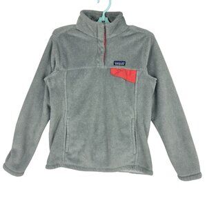 PATAGONIA Women's Pullover Salmon Snap-T Fleece Grey Sweatshirt Size Medium